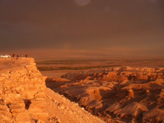 Moon and Death Valley in the Atacama Desert